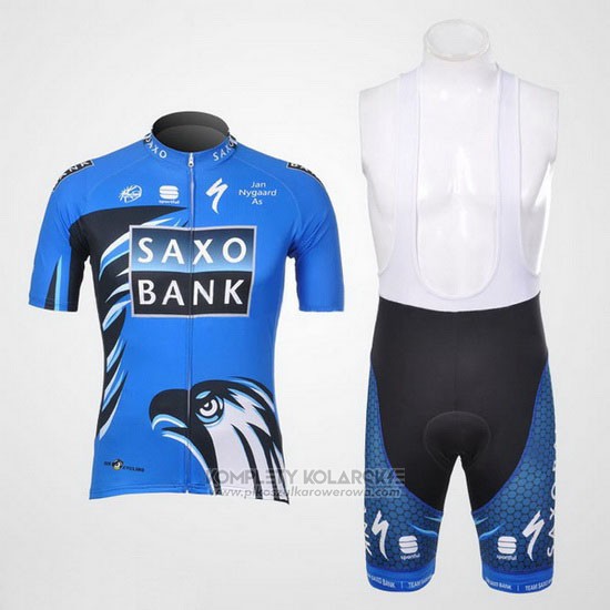 2012 Odziez Rowerowa Saxo Bank Niebieski Krotkie Rekawy i Rowerowe Szelkach